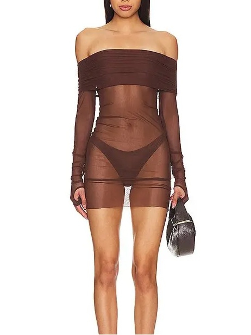 Bananhot Lena Mini Dress In Dark Brown Mesh Size XS 🤎✨